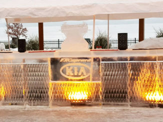 A bar made of ice at Fire & Ice Celebration at 1000 Islands Harbor Hotel.