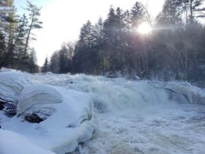 Frozen Waterfall in Long Lake by Sandra Shook