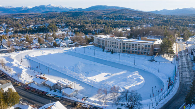 FEAT Lake Placid Olympic Center downtown arial Winter Guide 2024 2025